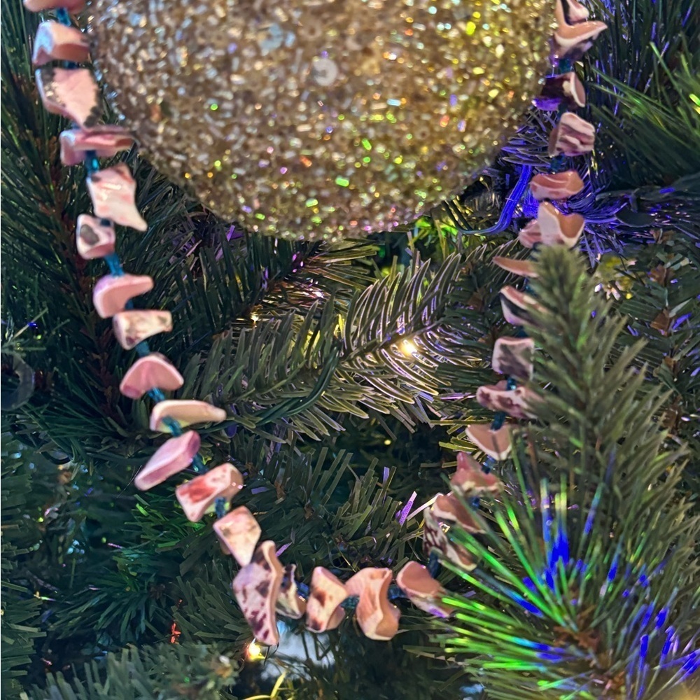 Pink and Gold Shell Boho Beaded Necklace Vintage